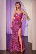 Fuchsia Fitted Sequin Dress
