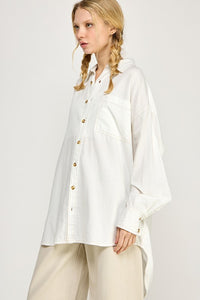 Off White Oversized Contrast Stitches Boyrfriends Shirt