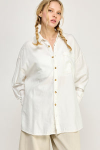 Off White Oversized Contrast Stitches Boyrfriends Shirt
