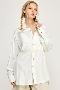 Off White Oversized Contrast Stitches Boyrfriends Shirt