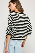 Off White/Black Striped Oversized Chunky Comfy Sweater Top
