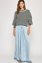 Off White/Black Striped Oversized Chunky Comfy Sweater Top