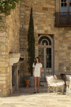 Off White Peter Pan Collar Babydoll Blouse And Shorts Set