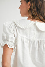 Off White Peter Pan Collar Babydoll Blouse And Shorts Set
