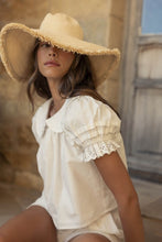 Off White Peter Pan Collar Babydoll Blouse And Shorts Set