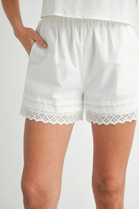 Off White Peter Pan Collar Babydoll Blouse And Shorts Set
