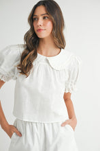 Off White Peter Pan Collar Babydoll Blouse And Shorts Set