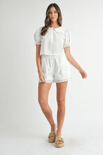 Off White Peter Pan Collar Babydoll Blouse And Shorts Set