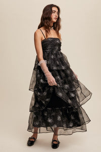 Black Layered Glitter Tulle Dress