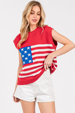 Red American Flag Sweater Vest