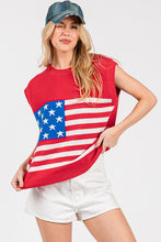 Red American Flag Sweater Vest