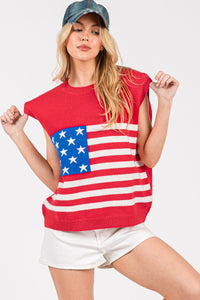 Red American Flag Sweater Vest