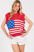 Red American Flag Sweater Vest