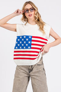 White American Flag Sweater Vest