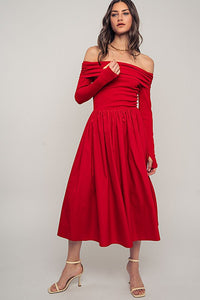 Red Petals Of A Rose Midi Dress