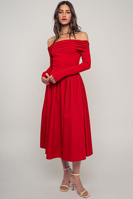 Red Petals Of A Rose Midi Dress