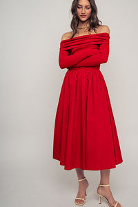 Red Petals Of A Rose Midi Dress