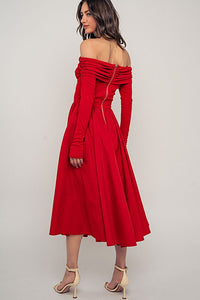 Red Petals Of A Rose Midi Dress