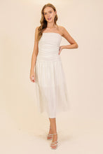 Cream/Black Strapless Midi Dress