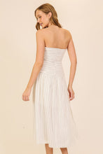 Cream/Black Strapless Midi Dress