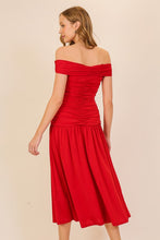 Red Elegant Off-The-Shoulder Red Dress