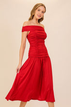 Red Elegant Off-The-Shoulder Red Dress
