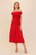 Red Elegant Off-The-Shoulder Red Dress
