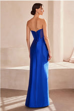 Royal Satin Evening Gown With Slits