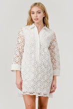White Flower Shirt Dress