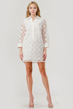 White Flower Shirt Dress