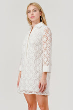 White Flower Shirt Dress