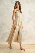Tan Striped Button Down Shirt Dress