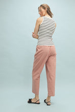 Off White/Black Striped Ribbed Relaxed Crop Tank