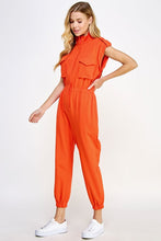 Orange Mock Neck Sleeveless Jogger Jumpsuit