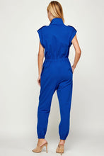 Royal Blue Mock Neck Sleeveless Jogger Jumpsuit