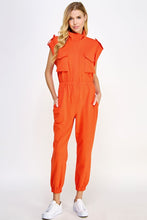 Orange Mock Neck Sleeveless Jogger Jumpsuit