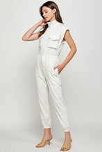 White Heather Mock Neck Sleeveless Jogger Jumpsuit
