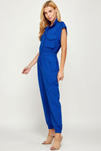 Royal Blue Mock Neck Sleeveless Jogger Jumpsuit