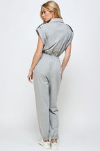 Heather Gray Mock Neck Sleeveless Jogger Jumpsuit
