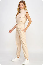 Ecru Mock Neck Sleeveless Jogger Jumpsuit