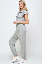 Heather Gray Mock Neck Sleeveless Jogger Jumpsuit