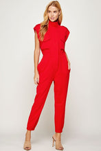 Red Mock Neck Sleeveless Jogger Jumpsuit