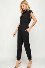 Black Mock Neck Sleeveless Jogger Jumpsuit