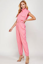 Bubblegum Pink Mock Neck Sleeveless Jogger Jumpsuit