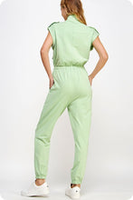 Foam Green Mock Neck Sleeveless Jogger Jumpsuit