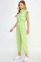 Lime Mock Neck Sleeveless Jogger Jumpsuit