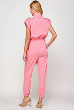 Bubblegum Pink Mock Neck Sleeveless Jogger Jumpsuit