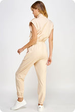Ecru Mock Neck Sleeveless Jogger Jumpsuit