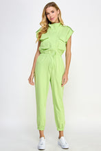 Lime Mock Neck Sleeveless Jogger Jumpsuit