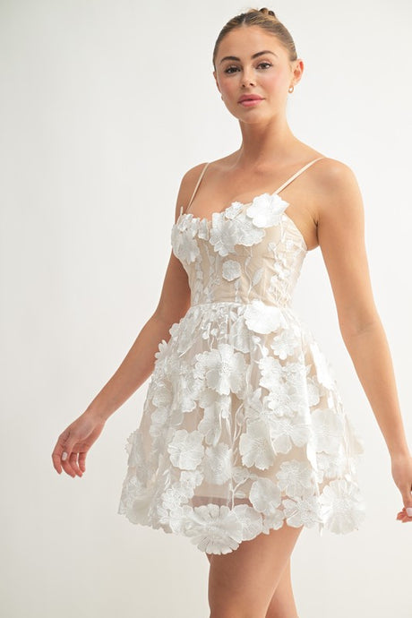 White Floral Embroidered Dress